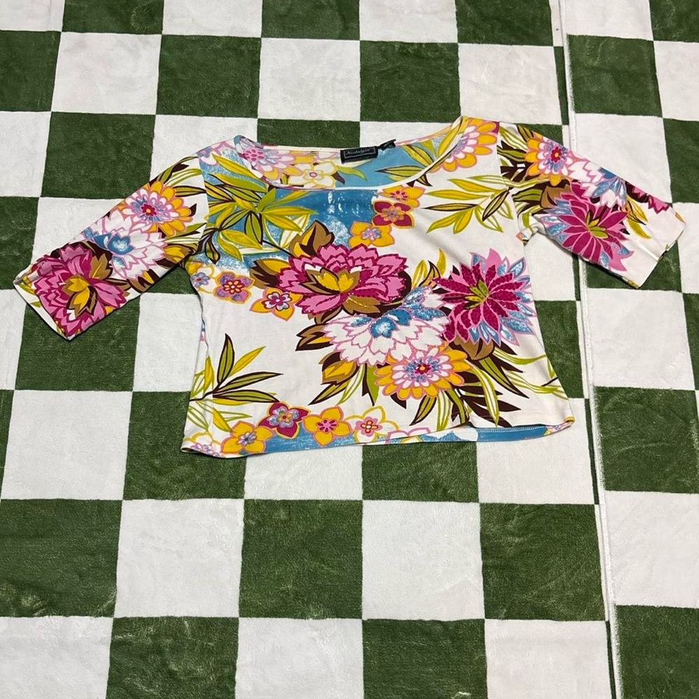 Nostalgia Floral Crop Top - Pink, Yellow, Blue